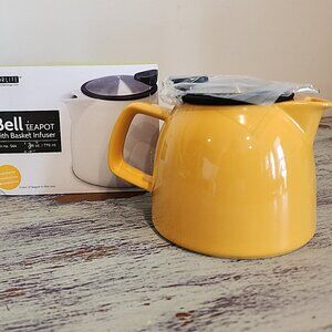 Bell Teapot with Basket Infuser - 26 oz. New! - Mandarin Orange